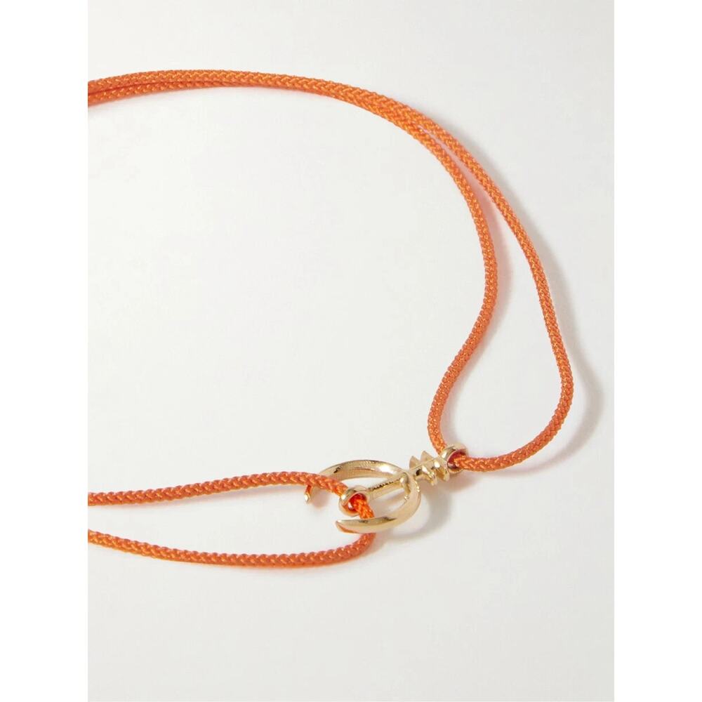 LUIS MORAIS Bracelet 14K Gold Cord Adjustable Naja Charm Orange